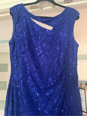 Royal Blue Lace Sequin Sleeveless Evening Gown size 14